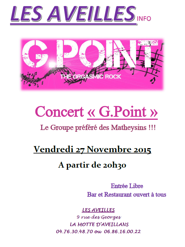 Concert gratuit G.Point le groupe préféré des Matheysins aux Aveilles.